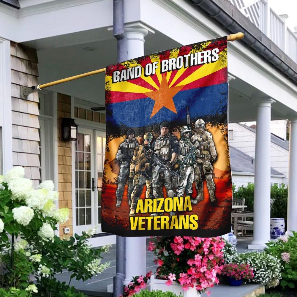 Band Of Brothers Arizona Veterans House Flag | Flax Polyester | Waterproof | Machine Washable | HF3246