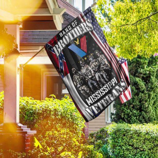 Band Of Brothers Mississippi Veterans House Flag | Flax Polyester | Waterproof | Machine Washable | HF3173