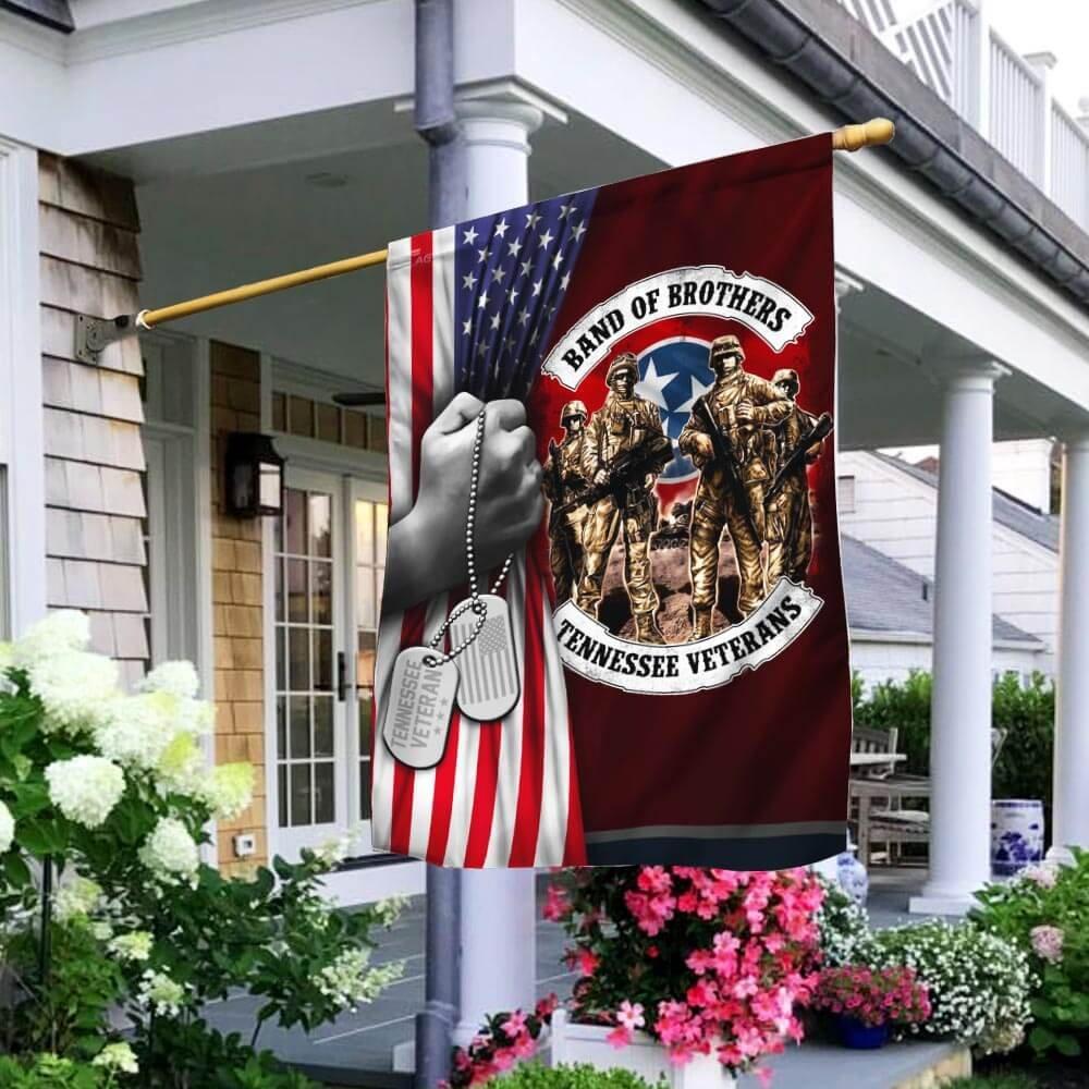 Band Of Brothers Tennessee Veterans House Flag | Flax Polyester | Waterproof | Machine Washable | HF3225