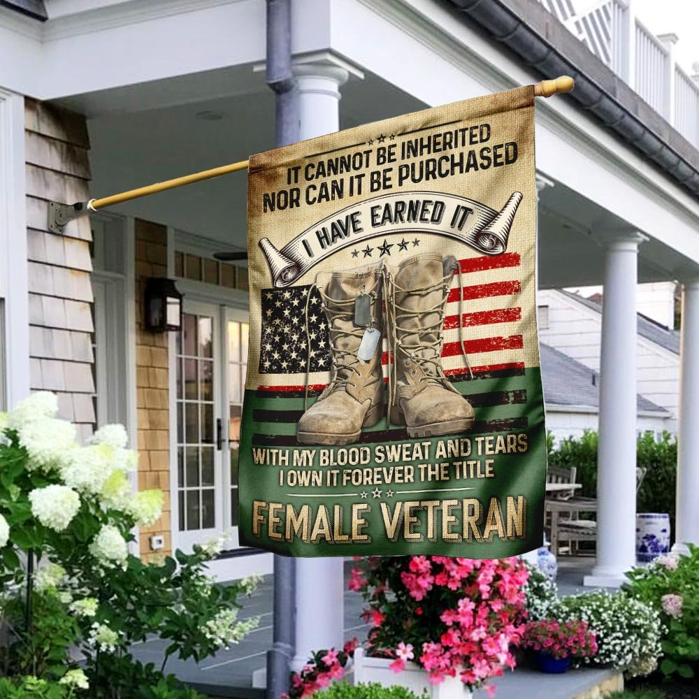 Female Veteran House Flag | Flax Polyester | Waterproof | Machine Washable | HF2667