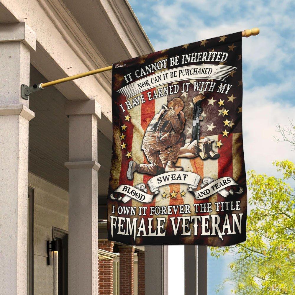 Female Veteran House Flag | Flax Polyester | Waterproof | Machine Washable | HF3227