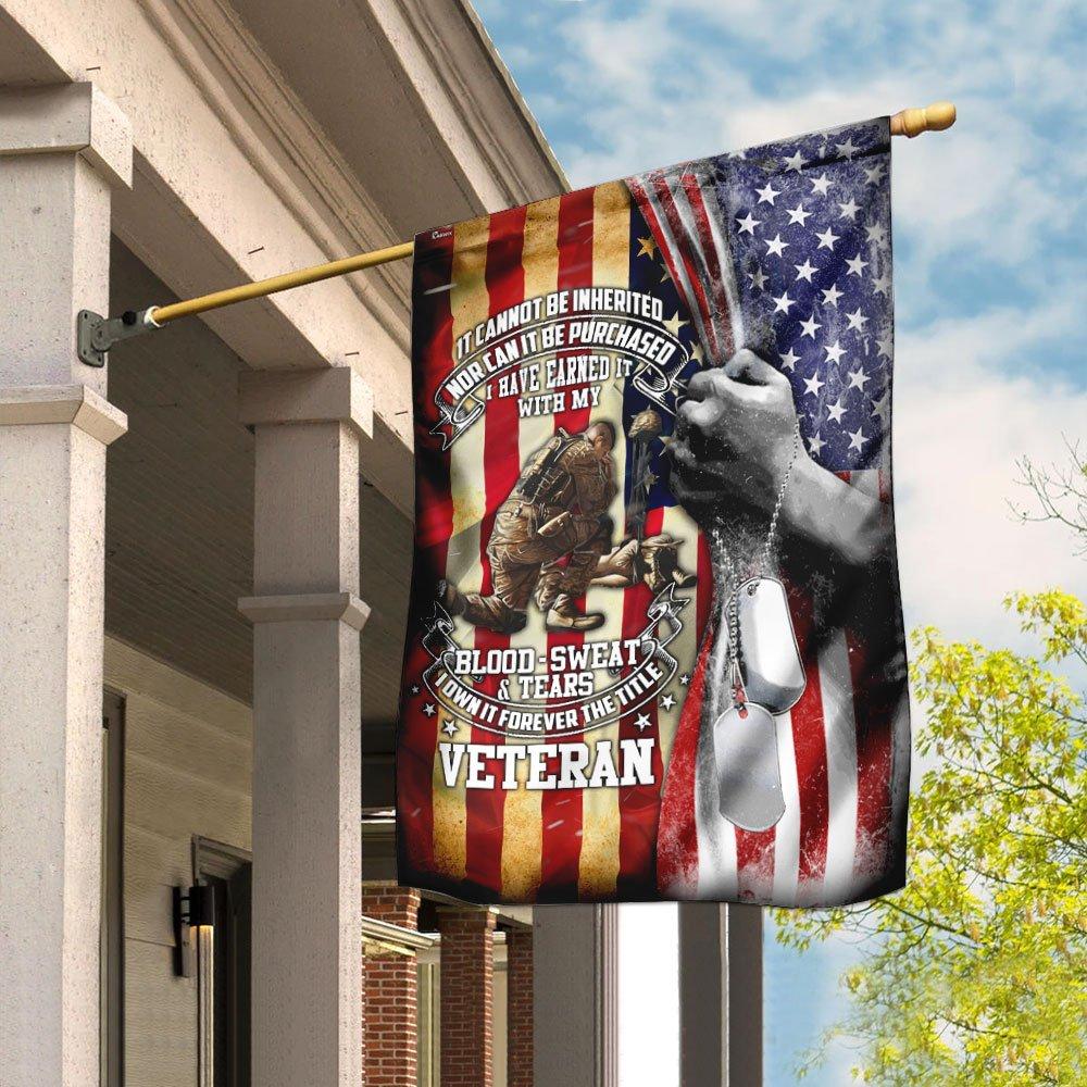 Forever Title Veteran House Flag | Flax Polyester | Waterproof | Machine Washable | HF3249