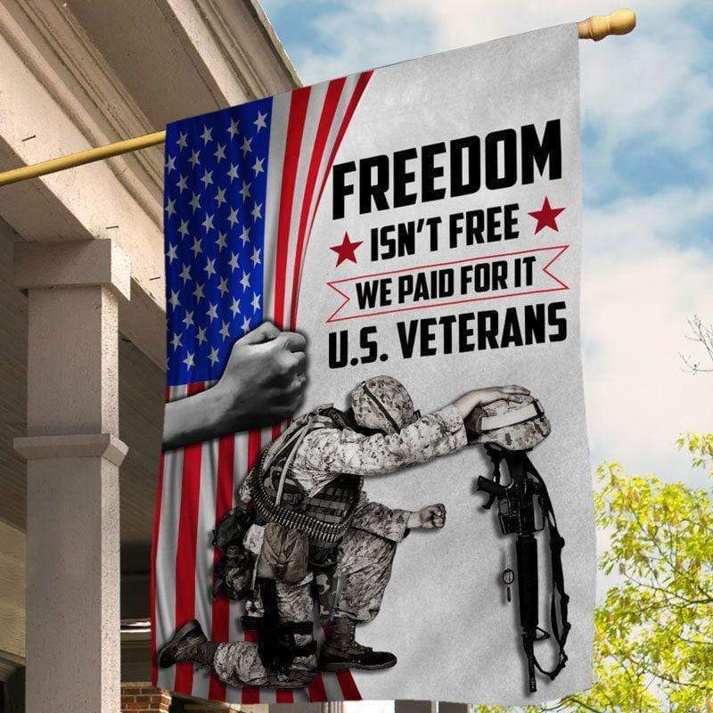 Freedom Isn‘t Free Veteran House Flag | Flax Polyester | Waterproof | Machine Washable | HF2521