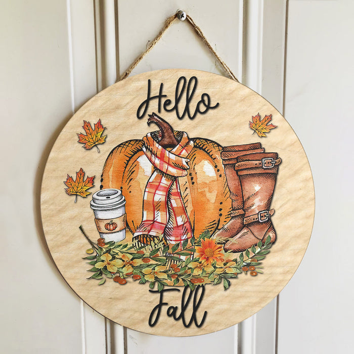 Autumn Thanksgiving Round Wood Sign | Home Decoration | Waterproof | WS1255-Colorful-Gerbera Prints.