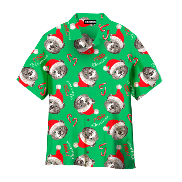 Christmas Bear Santa Holly Jolly Xmas Pattern Aloha Hawaii Shirts For Men Women Ha42068