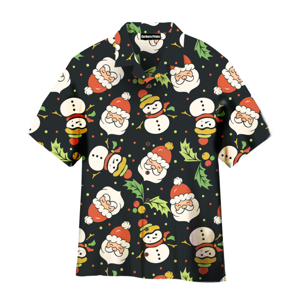 Christmas Happy Night With Santa Snowman Pattern Aloha Hawaii Shirts For Men Women Ha62724