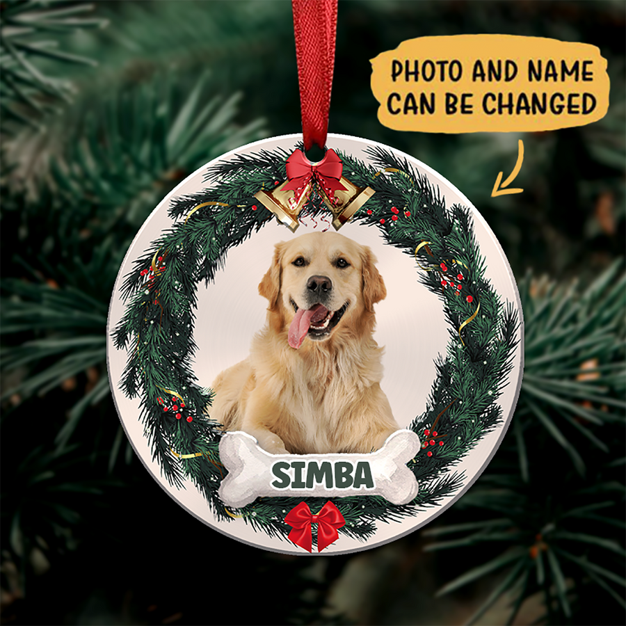 Dog Custom Photo Christmas Ceramic Ornament | Home Decoration | Print | OP1042-Colorful-Gerbera Prints.
