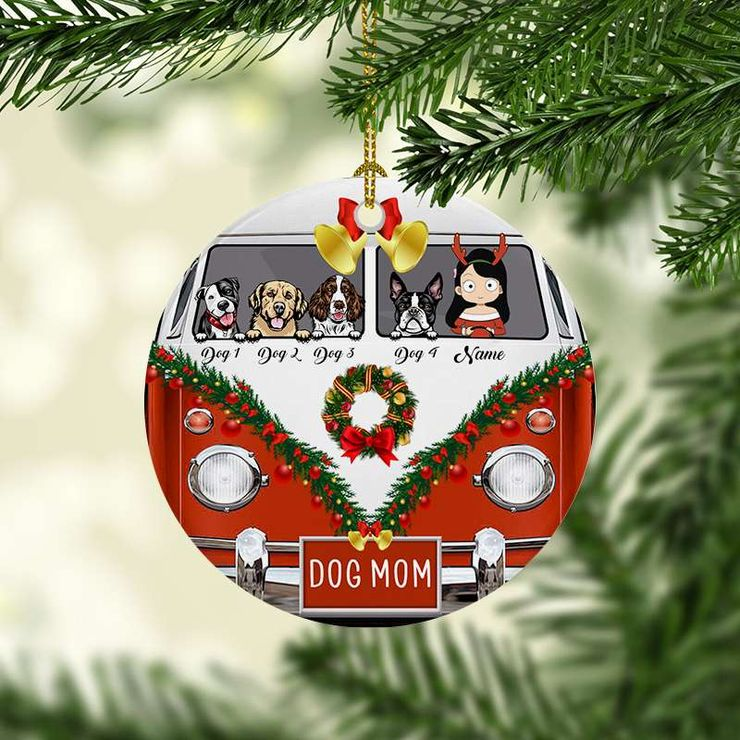 Dog Mom Custom Name Christmas Ceramic Ornament | Home Decoration | Print | OP1158-Colorful-Gerbera Prints.