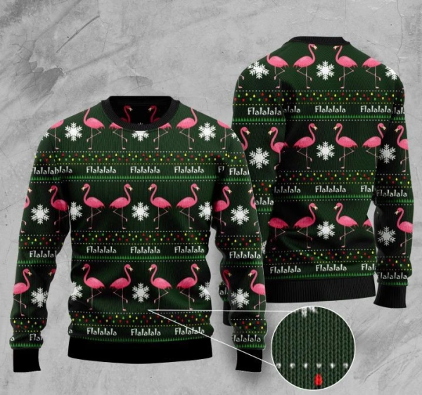 Flamingo Pattern Ugly Christmas Sweater | For Men & Women | US4357-Colorful-Gerbera Prints.