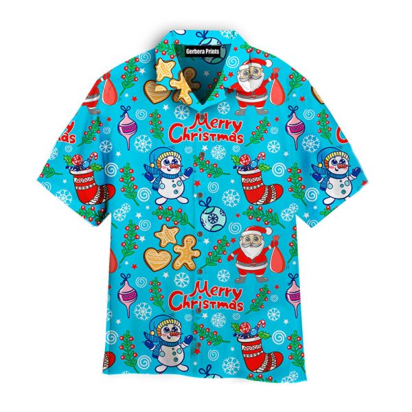 Funny Christmas On Blue Pattern Aloha Hawaii Shirts For Men Women Ha93263