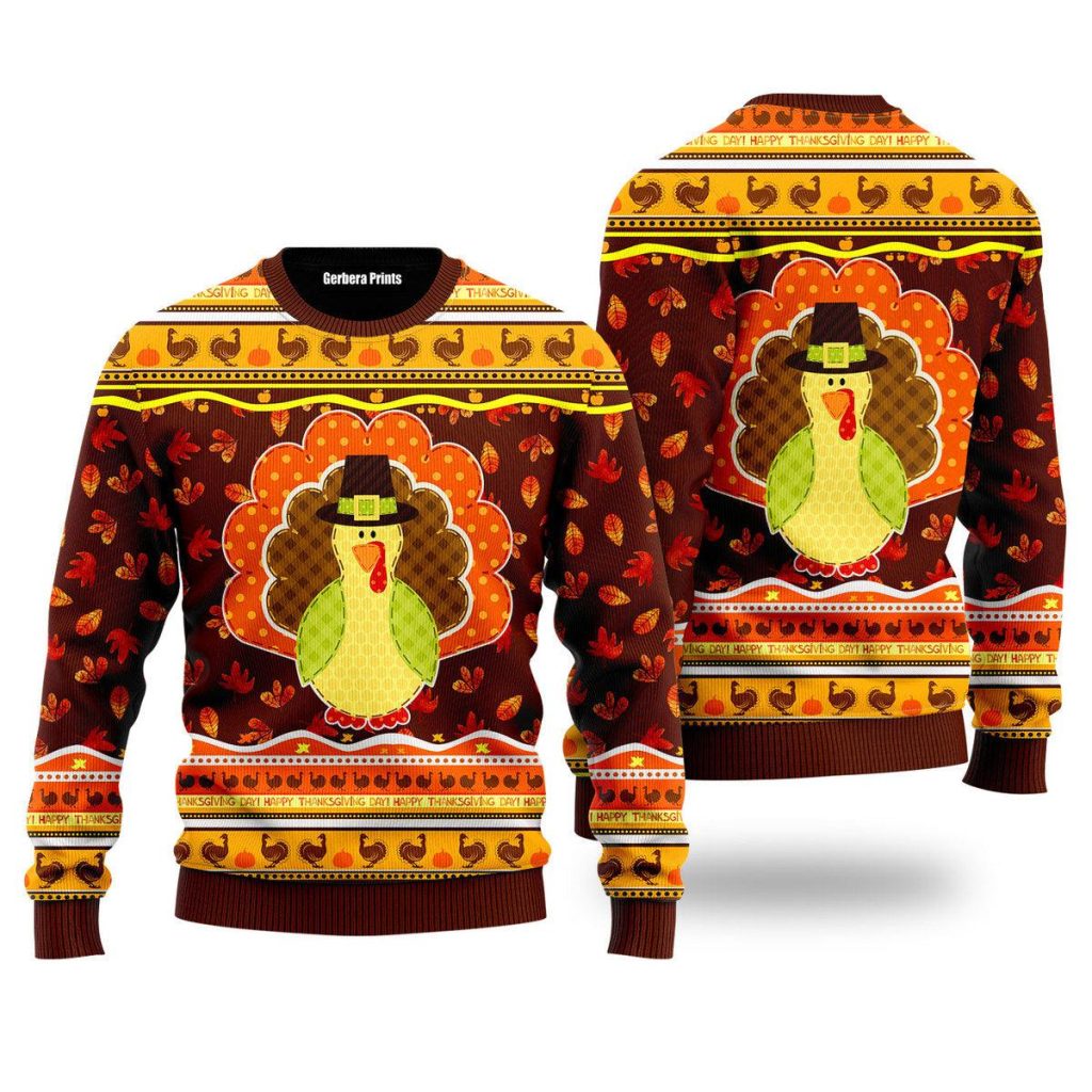 Happy Thanksgiving Ugly Christmas Sweater | For Men & Women | UH1321-Colorful-Gerbera Prints.