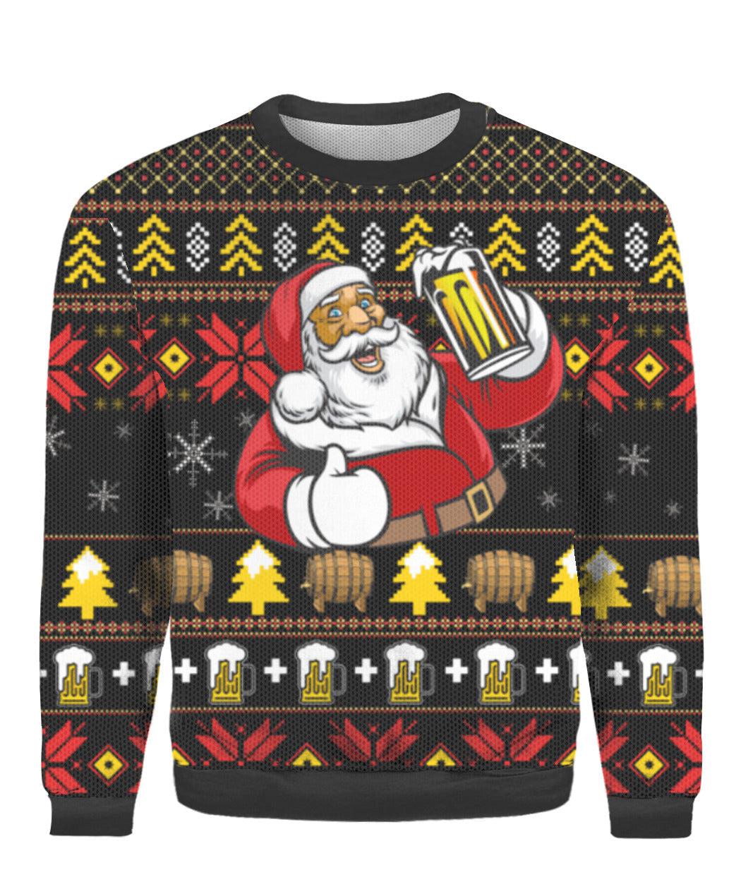 Its The Most Wonderful Time For A Beer Ugly Christmas Sweater | For Men & Women | Adult | UH1106-Sweater-Gerbera Prints.