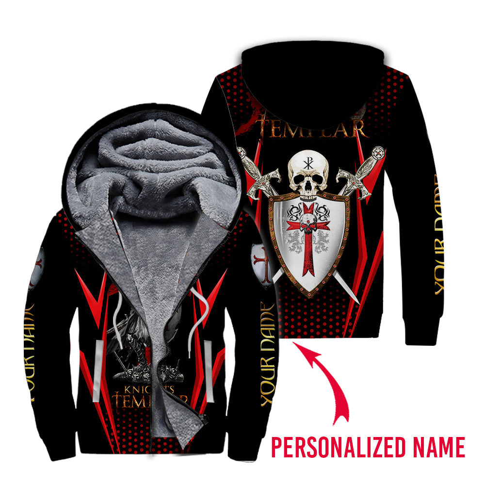 Knight Templar Custom Name Fleece Zip Hoodie All Over Print | For Men & Women | FN1355