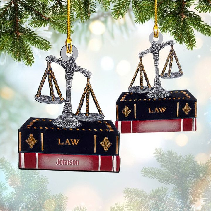 Lawyer Scales Of Justice And Gavel Custom Shaped & Photo Christmas Acrylic Ornament | Home Decoration | Print | ON1032-Colorful-Gerbera Prints.