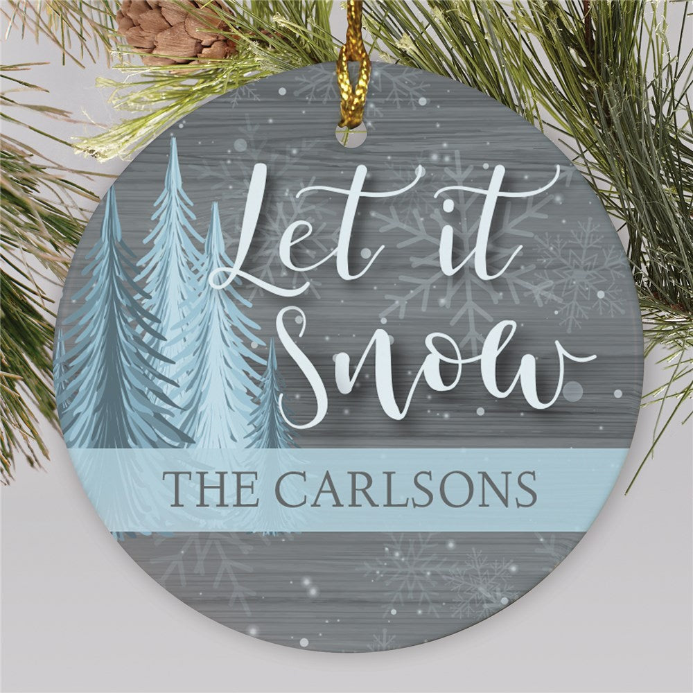 Let It Snow Custom Name Christmas Ceramic Ornament | Home Decoration | Print | OP1506-Colorful-Gerbera Prints.