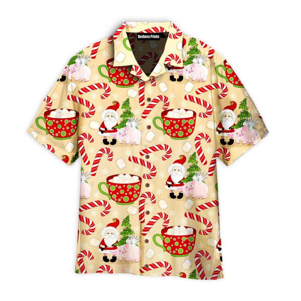 Magical Christmas Pig With Santa Pattern Aloha Hawaii Shirts For Men Women Ha87275