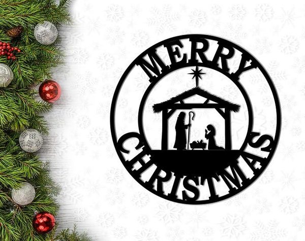 Merry Christmas Jesus Christ Born - Cut Metal Sign