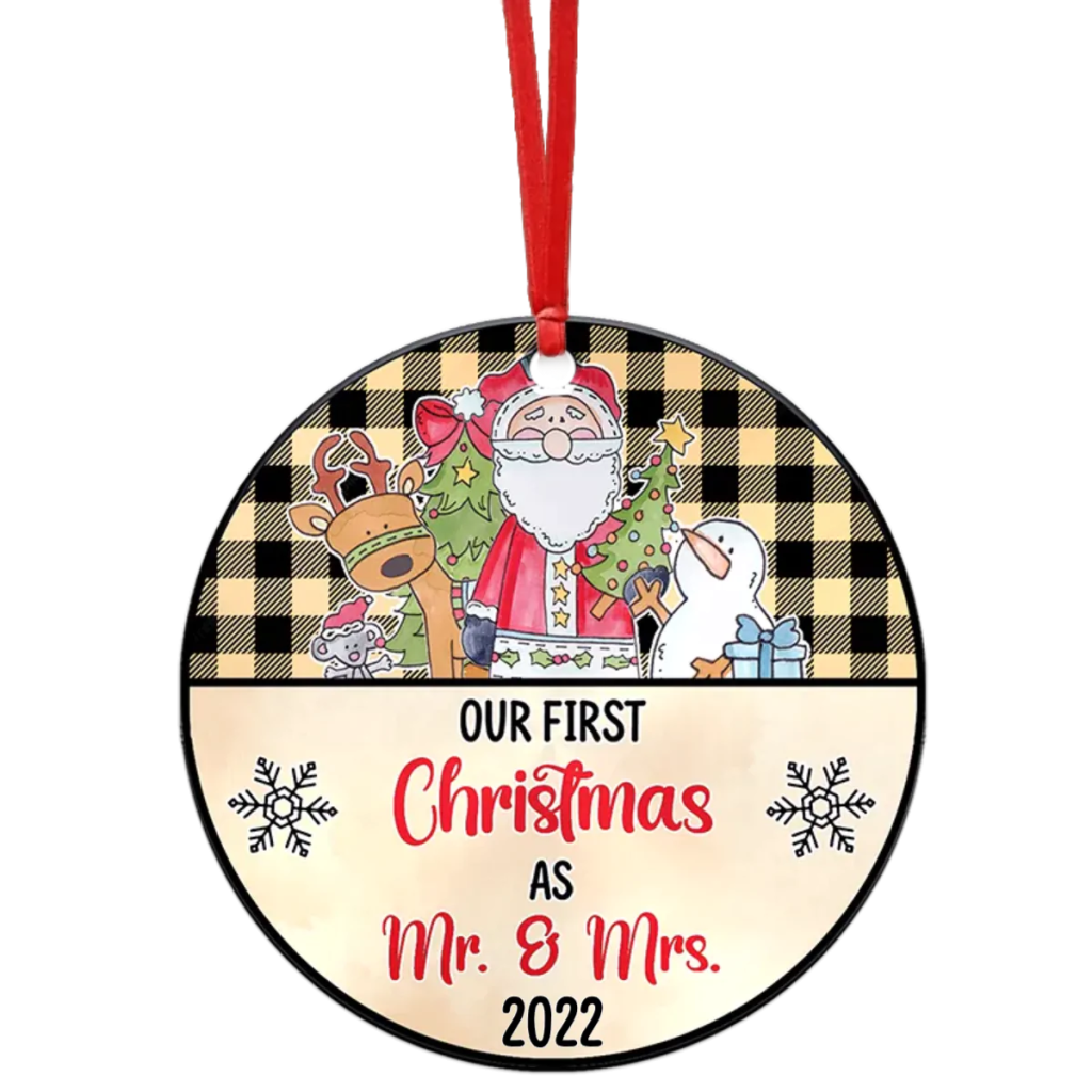 Our First Christmas Custom Name Christmas Ceramic Ornament | Home Decoration | Print | OP1106-Colorful-Gerbera Prints.
