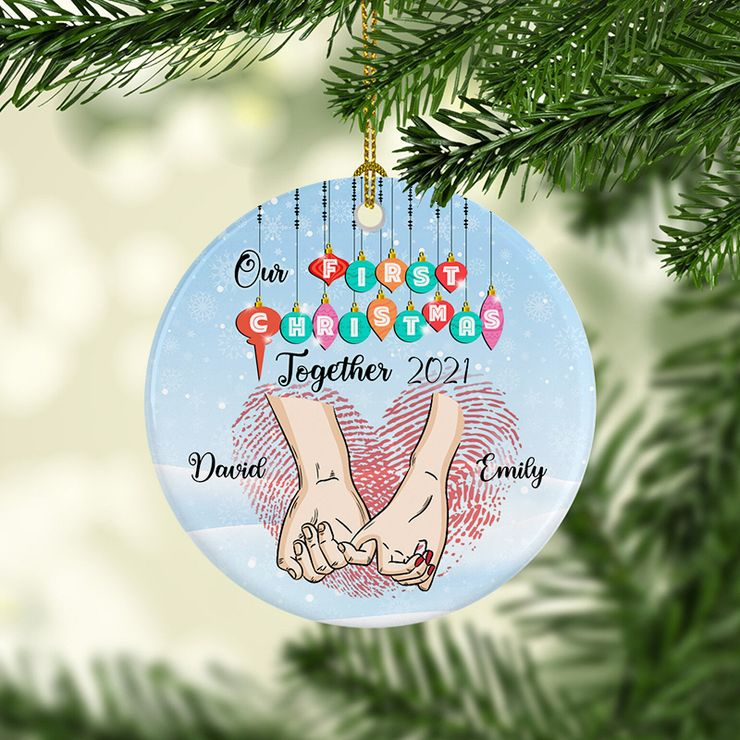 Out First Chirstmas Together Custom Name Christmas Ceramic Ornament | Home Decoration | Print | OP1159-Colorful-Gerbera Prints.
