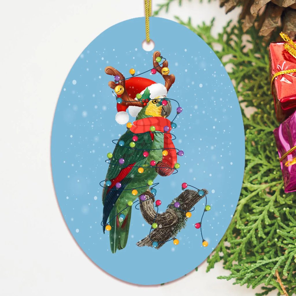 Parrot Christmas Ceramic Ornament | Home Decoration | Print | OP1324-Colorful-Gerbera Prints.