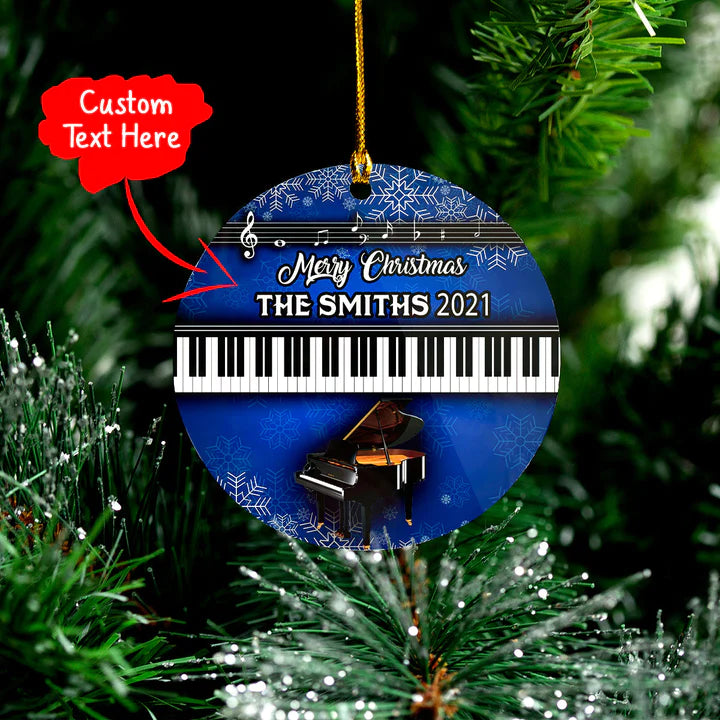 Piano Custom Name Christmas Ceramic Ornament | Home Decoration | Print | OP1234-Colorful-Gerbera Prints.