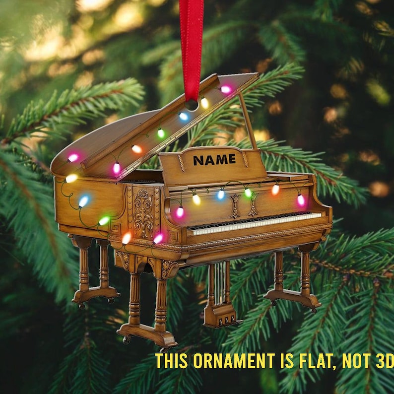 Piano With Christmas Light Custom Shaped & Photo Christmas Acrylic Ornament | Home Decoration | Print | ON1043-Colorful-Gerbera Prints.