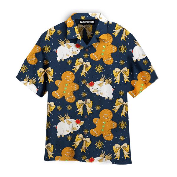 Pigs Bite Me Gingerbreas Christmas Pattern Aloha Hawaii Shirts For Men Women Ha51380