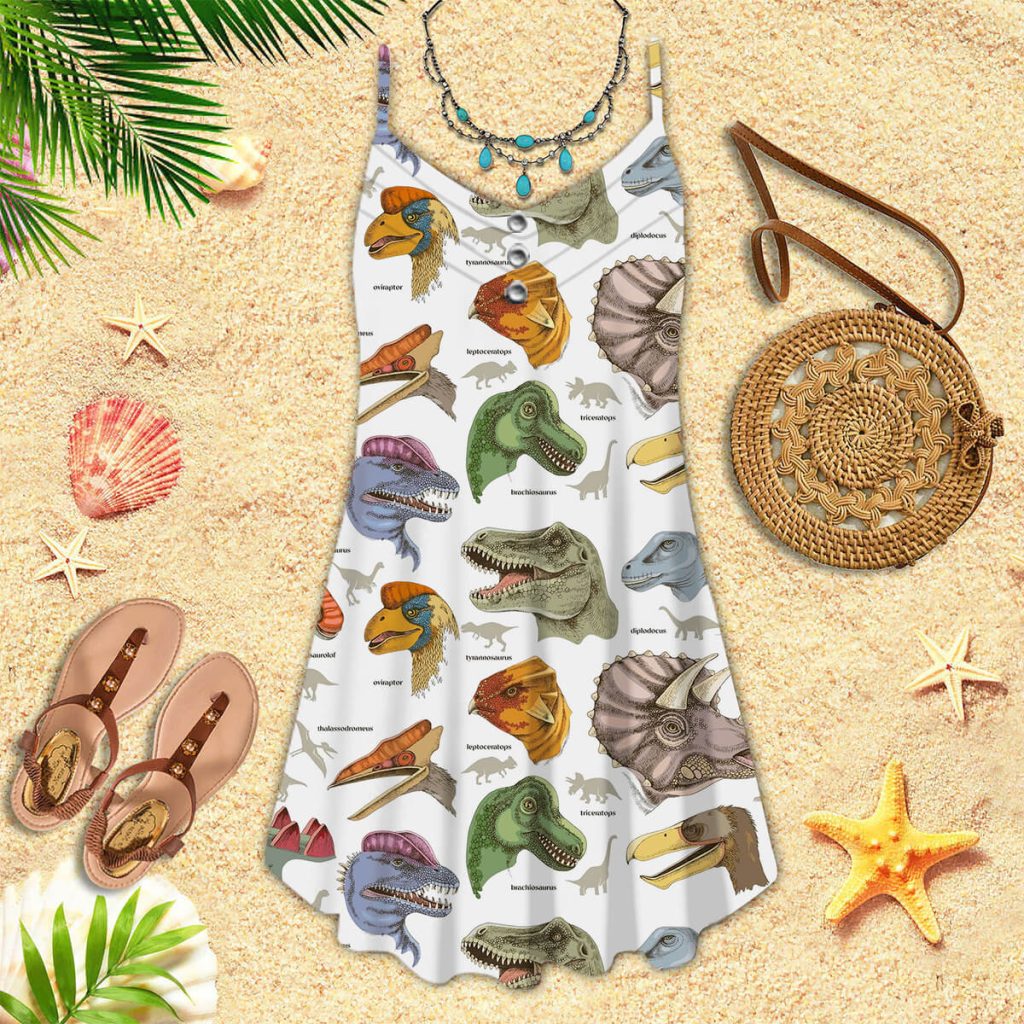 Realistic Dinosaurus Spaghetti Strap Summer Dress | SD1350