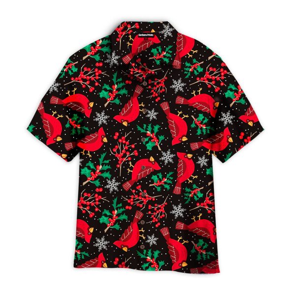 Red Cardinal Christmas Bird Pattern Aloha Hawaii Shirts For Men Women Ha102754