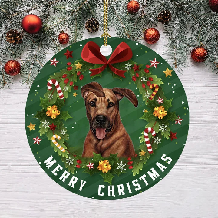 Rhodesian Ridgeback Dog Christmas Ceramic Ornament | Home Decoration | Print | OP1491-Colorful-Gerbera Prints.