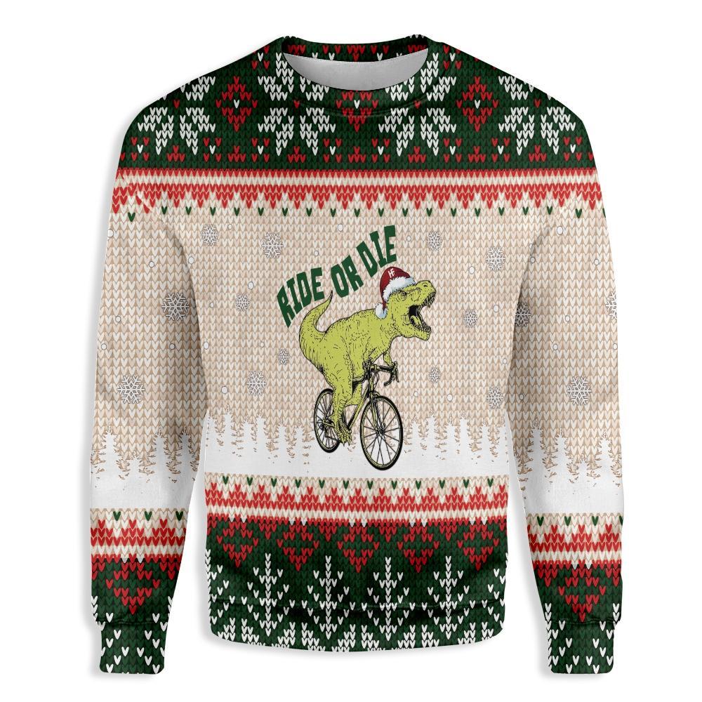 Ride or Die T-Rex Christmas Ugly Christmas Sweater | For Men & Women | Adult | US5419