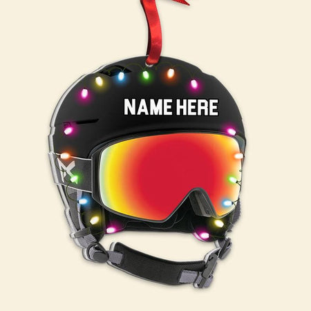 Skiing Helmet With Christmas Light Custom Shaped & Name Christmas Acrylic Ornament | Home Decoration | Print | ON1081-Colorful-Gerbera Prints.