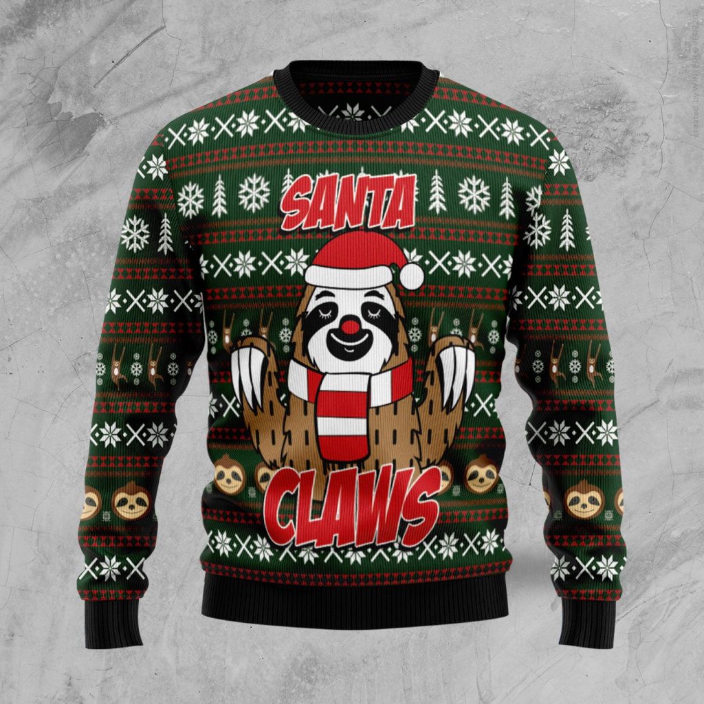 Sloth Santa Claws Ugly Christmas Sweater | For Men & Women | Adult | US4426