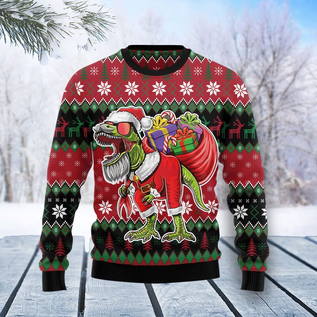 T Rex Santa Ugly Christmas Sweater | For Men & Women | Adult | US4444