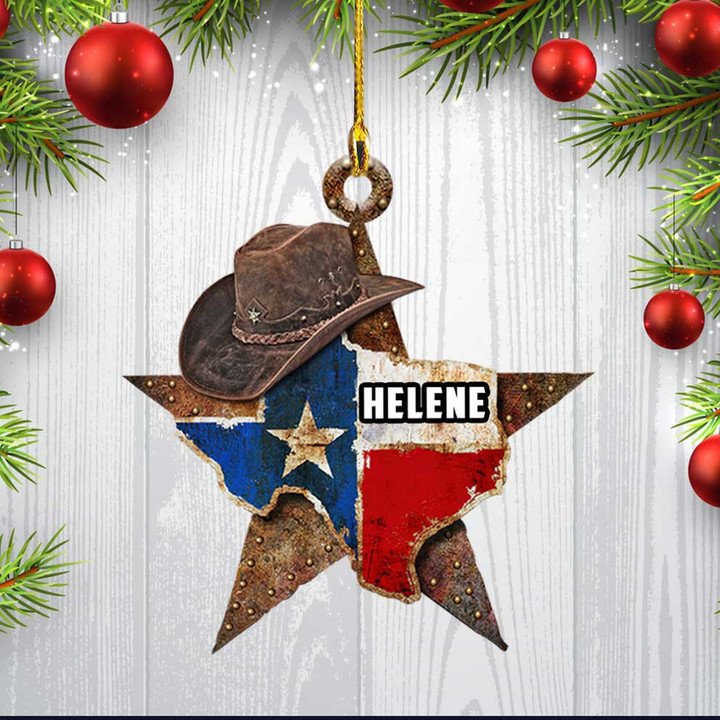 Texas Cowboy Hat Custom Shaped & Name Christmas Acrylic Ornament | Home Decoration | Print | ON1142-Colorful-Gerbera Prints.