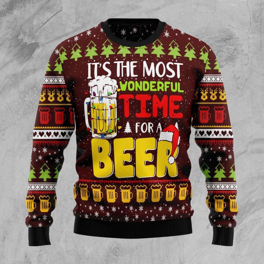 Time For Beer Ugly Christmas Sweater | For Men & Women | Adult | US4652