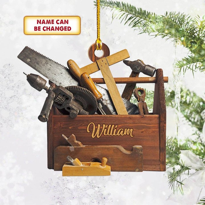 Tool Box With Name Custom Shaped & Name Christmas Acrylic Ornament | Home Decoration | Print | ON1102-Colorful-Gerbera Prints.