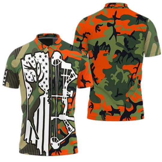 Deer Hunting US Flag Polo Shirt | For Men & Women | PO2003