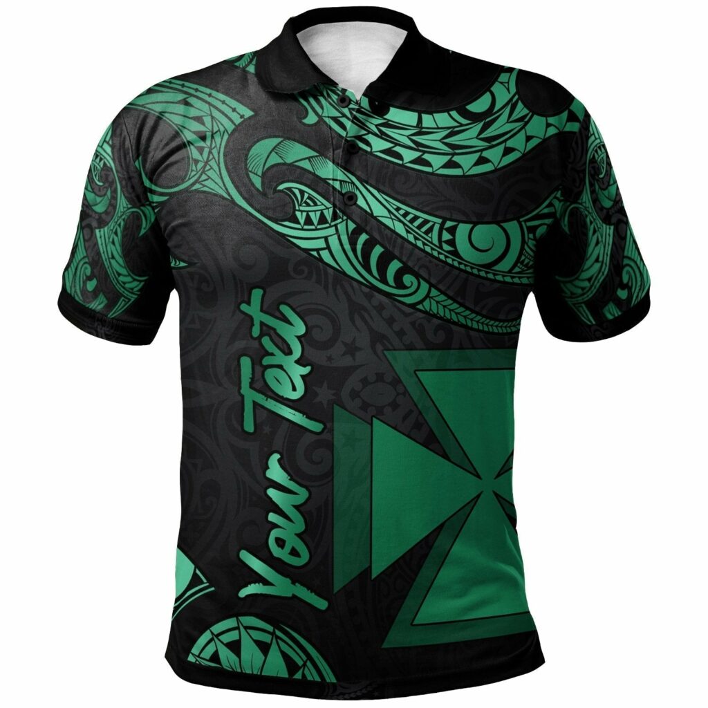 Wallis And Futuna Polynesian Poly Tattoo Green Version Custom Name Polo Shirt | For Men & Women | PN1155